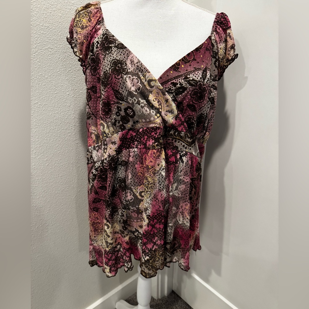 Venezia Pink and Brown Floral Blouse